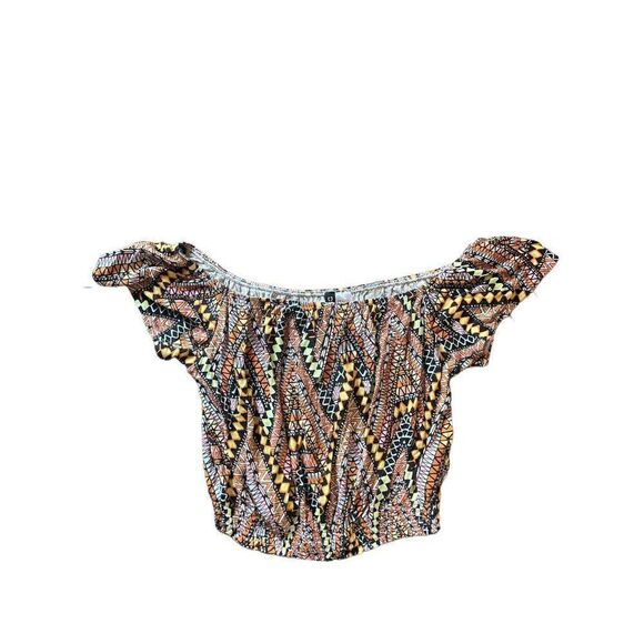 H & M Divided short flutter sleeve crop Top small - Picture 1 of 3